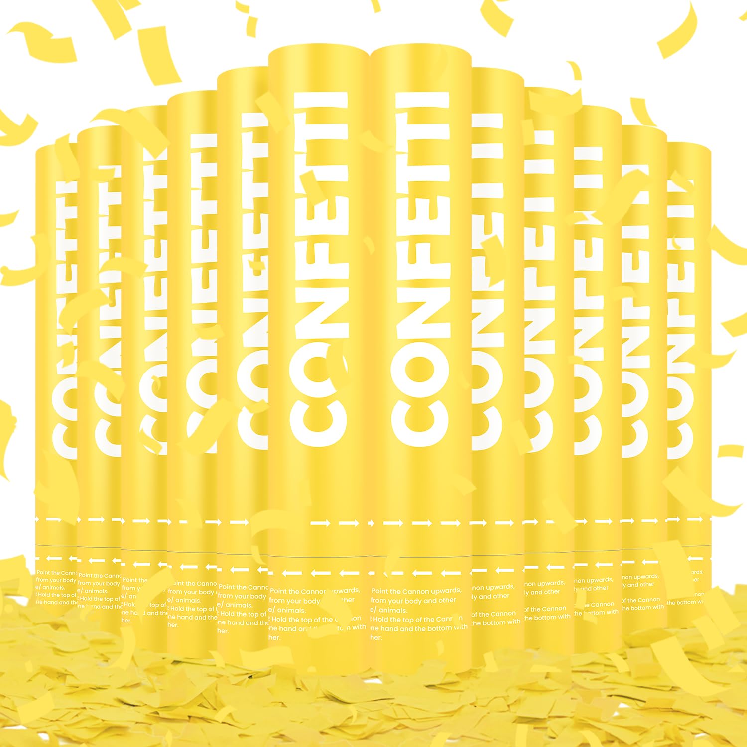 Cañón de confeti amarillo biodegradable, paquete de 12 unidades de confeti para fiestas, palitos de confeti amarillos para boda, graduación, compromiso, aniversario, despedida de soltera, día de San