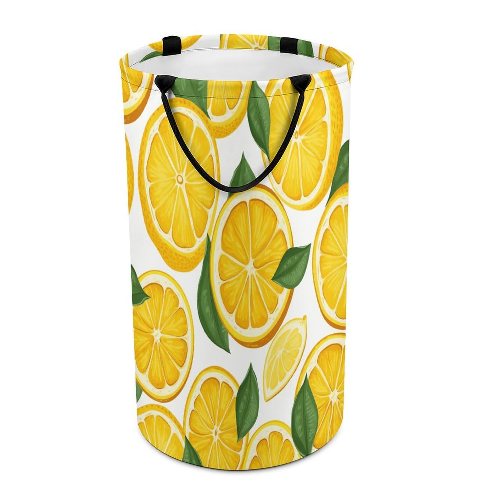 Lemon Fruit Pattern Laundry Basket Waterproof And Moisture-Proof Storage Bins Collapsible Round Laundry Hamper Perfect for Toys, Clothes And Sundries