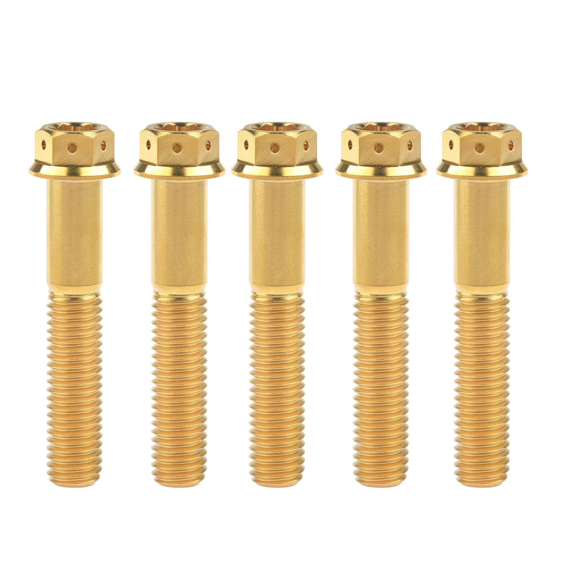 Ruifu Titanium M6 M8 M10 10 15 20 25 30 35 40 45 50 55 60 65 70 75 80 85 90mm Flange Allen Key Head Bicycle Bolts Screws Pack of 5 (Gold, M10x50mm Pitch1.25)