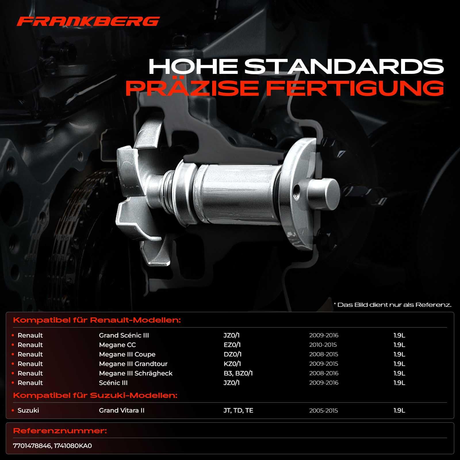 Frankberg Pompa dell'acqua di raffreddamento con guarnizione 7701478846 | Compatibile con: Scénic III JZ0/1, Grand Vitara II JT TD TE, M.e.g.a.n.e III Grandtour KZ0/1