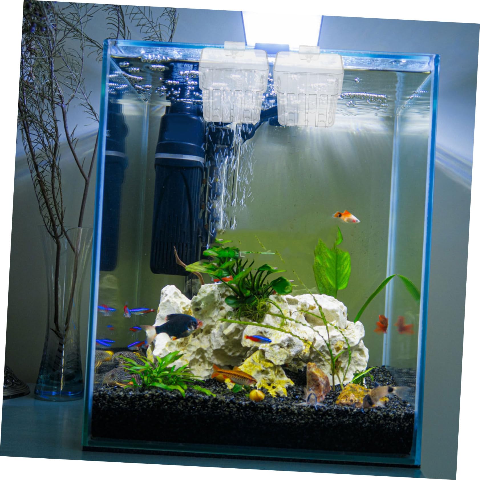 COLLBATH 8 Stück Teiliges Hydroponic Pflanzenhalter Aquarium Transparente Wandmontierte Hängende Wasserpflanzenhalter Platzsparende Hydroponik-körbe für Fischbecken und Dekorative