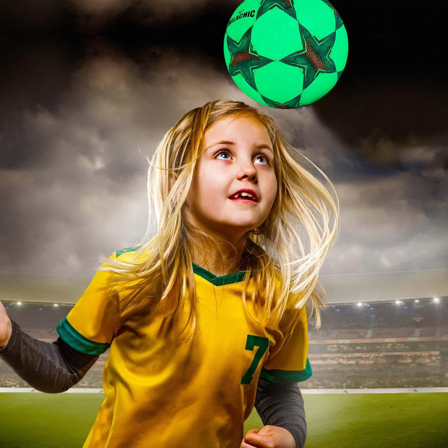 Personalized Soccer Ball Glow in The Dark, Customized Glowing Soccer Ball Gift with Name or Text or Logo for Soccer Fans, Men, Women Night Game and Training (with Pump)