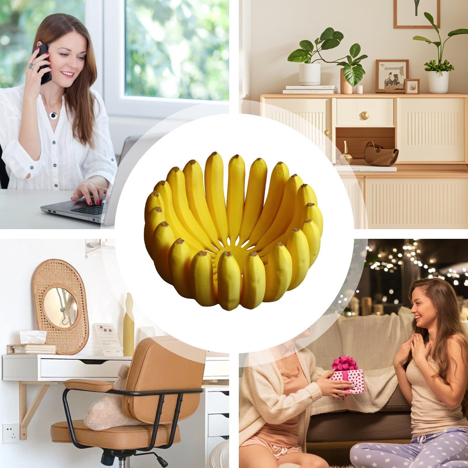 Ciotola a banana stampata in 3D, ciotola decorativa a forma di banana, centrotavola a forma di banana, decorazione da tavolo a forma di banana, 15 x 15 x 9 cm, creativo per banane,