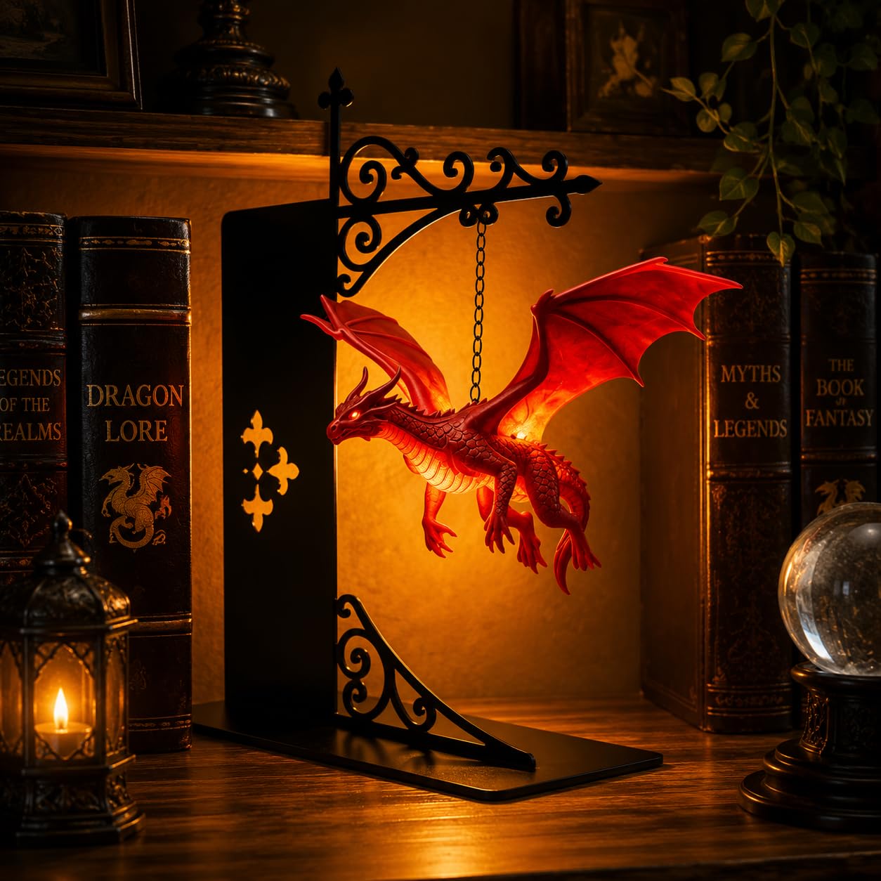Magical Floating Dragon Bookshelf Lamp, Dragon Book Nook Light (#C)