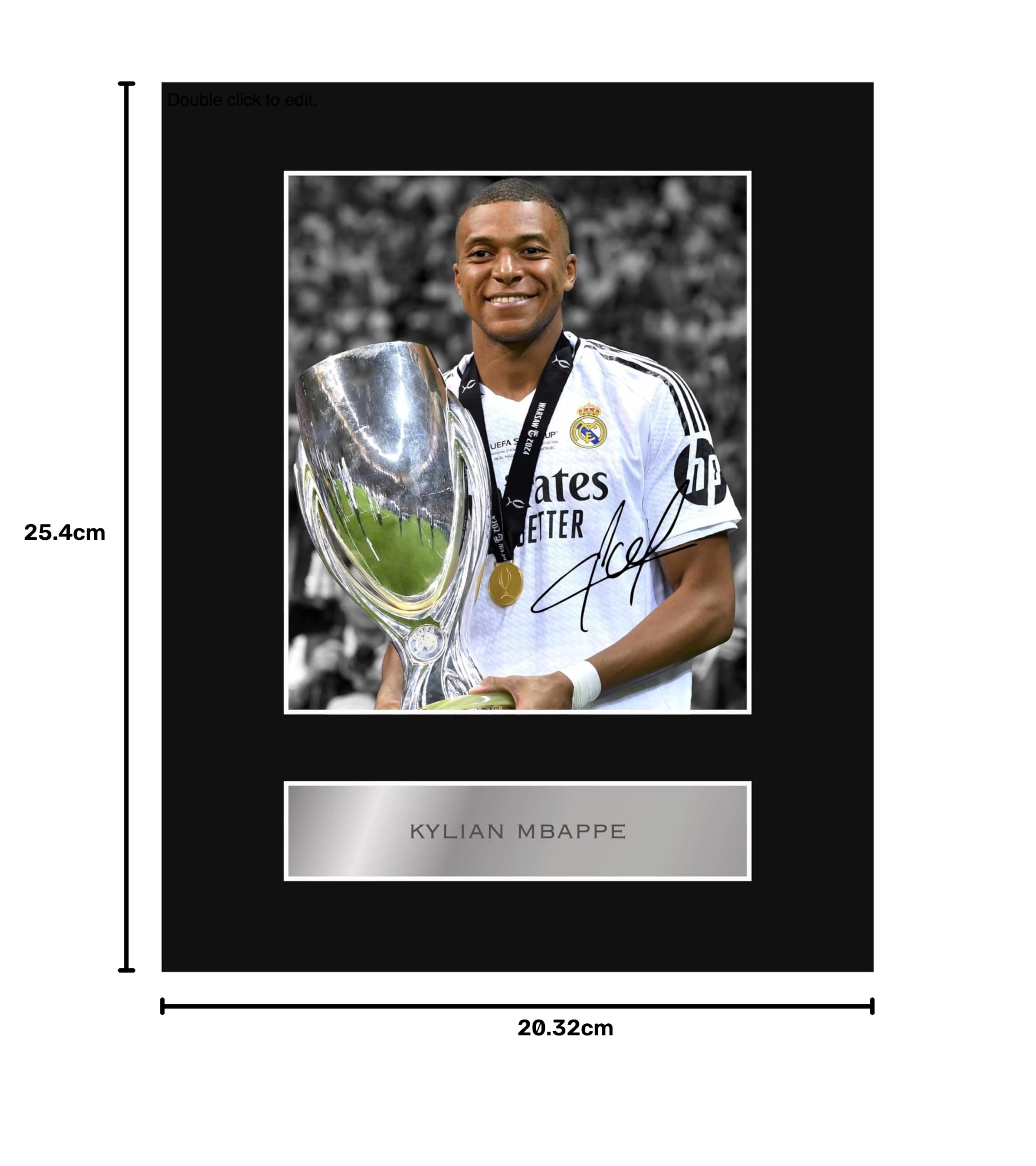 Generic Kylian Mbappe RM Photo pré-imprimée signée et encadrée #11 avec autographe imprimé 25,4 x 20,3 cm