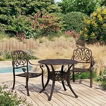 Bronze Cast Aluminum Bistro Set, Round Patio Furniture for 2, Outdoor Dining Table & Chairs, Weather-Resistant, Elegant Design for Balcony, Garden