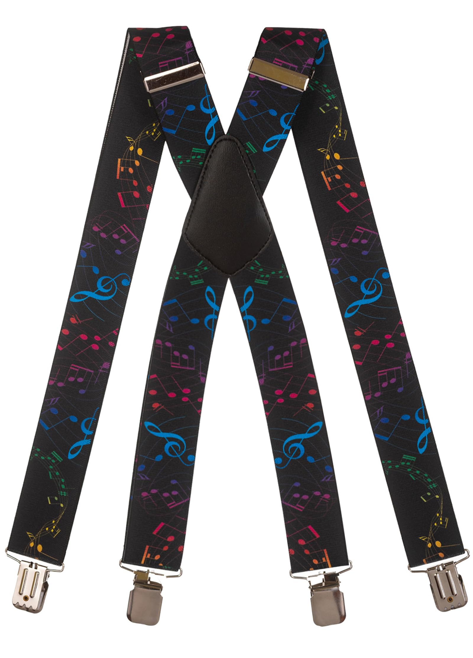 Olata Men's Heavy Duty Printed X-Shape Braces/Suspenders, 4cm - Musical Notes