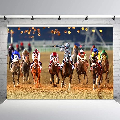 Miniatura 4 de Telón de fondo de carreras de pista de caballos para fotografía Kentucky Derby fondo de fiesta de hipódromo fondos de carrera 7 x 5 pies fiesta