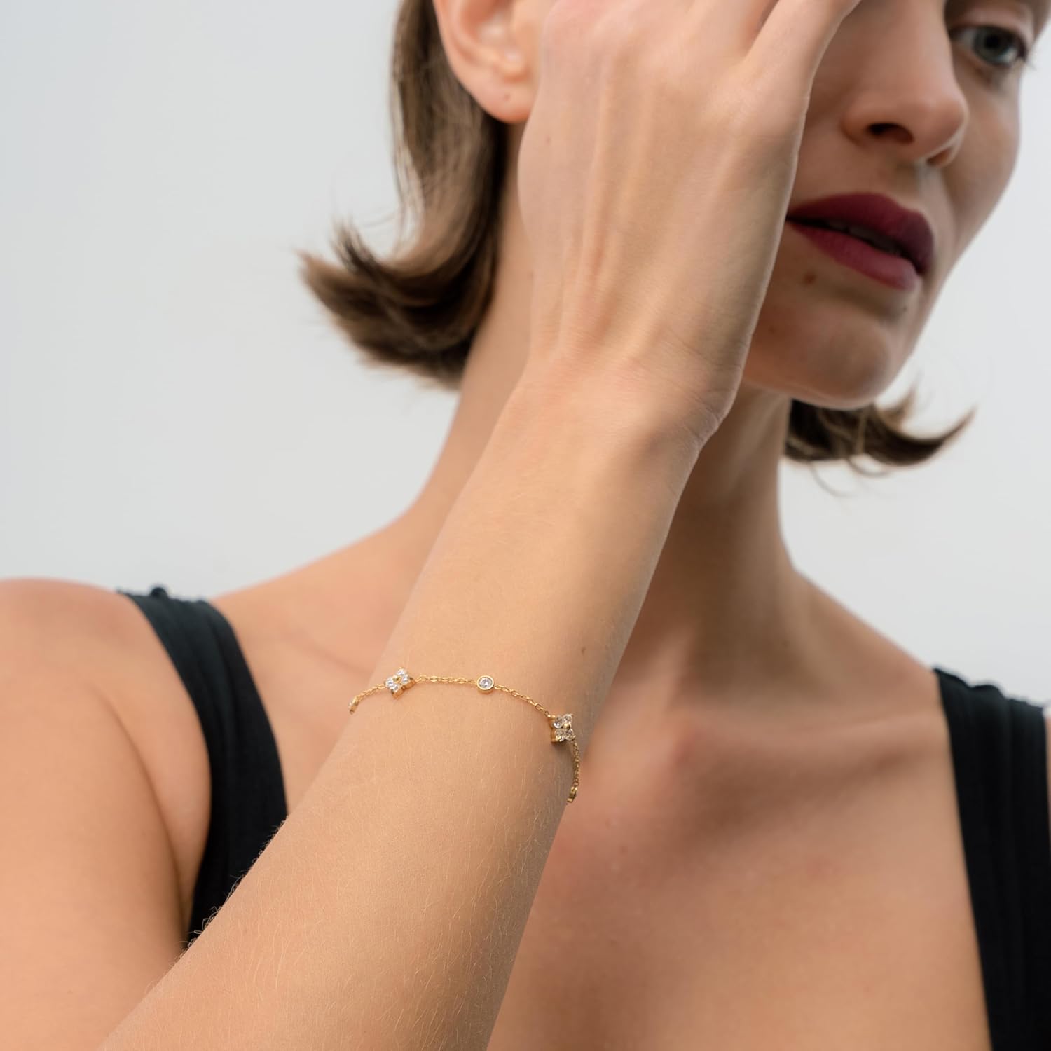 Waterproof Gold Bracelets for Women | Women's Link Bracelets | Silver Bracelets | Tarnish Free Gold Jewelry | 18K PVD Plated | Crystal Bracelet | Accessories for Women | Bracelets for Women Trendy | Dainty Bracelets - Image 4