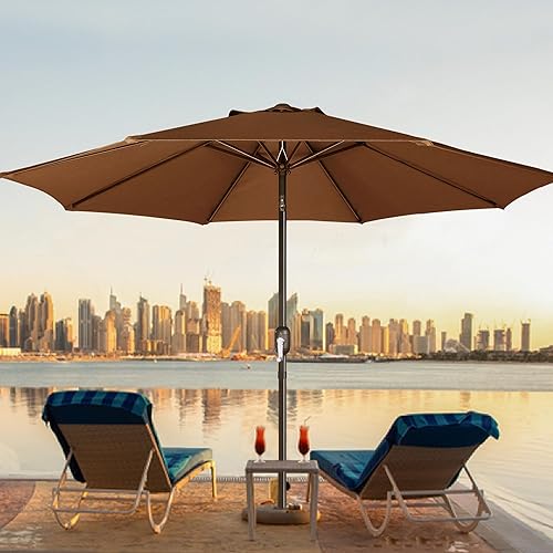 Miniatura 131 de Blissun - Sombrilla para patio y jardín de 9 pies, sombrilla para mercado al aire libre Negro