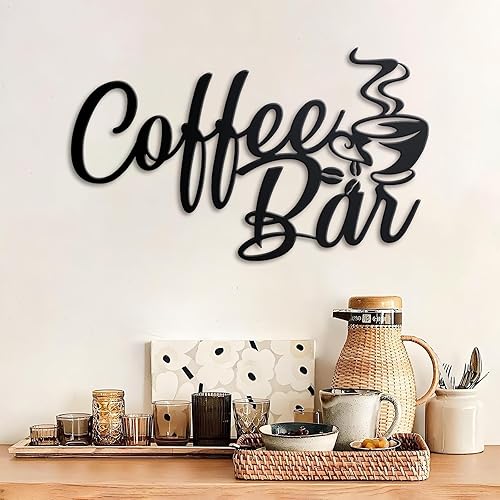 Miniatura 2 de KOYILTD Letrero de metal negro para barra de café para pared, cafetería, cafetería, decoración de pared, accesorios de cocina, letrero de taza negra