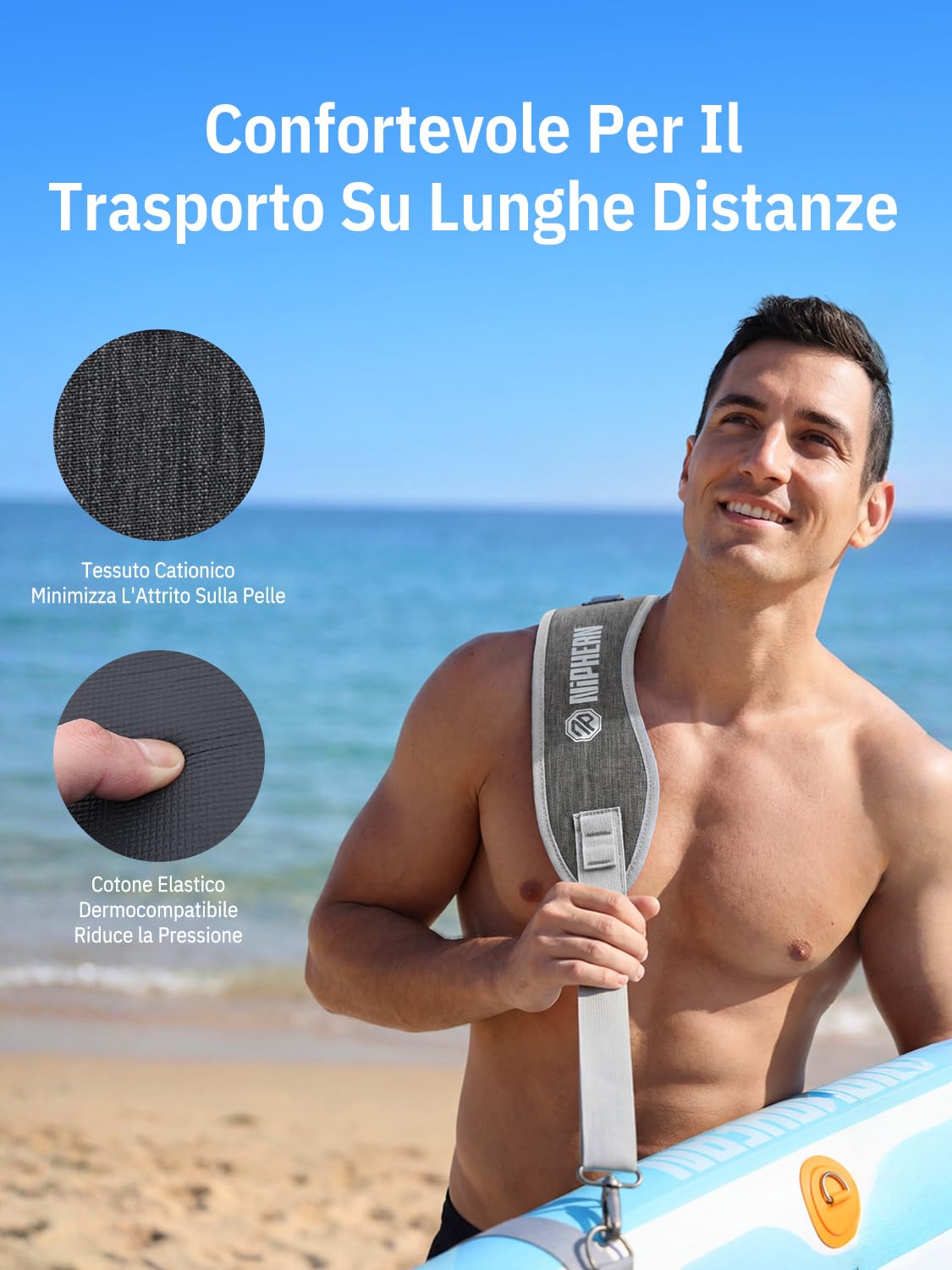 niphean Laccio Tavola SUP, Accessori SUP per Tavola SUP Gonfiabile，SUP Tracolla Regolabile a Mani Libere per Tavola da SUP，Tracolla per Il Trasporto della Tavola da Surf con Tracolla Imbottita