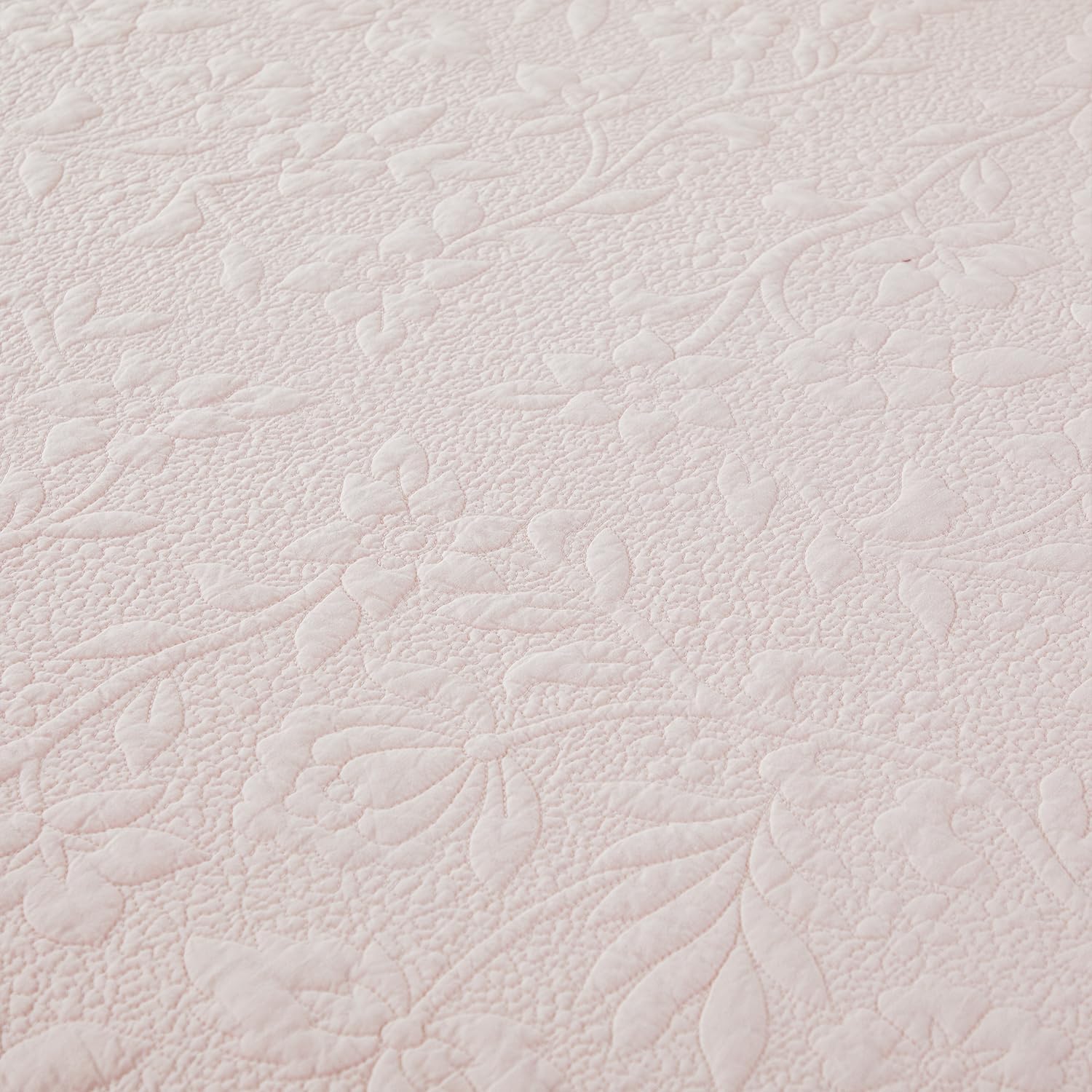 Brandream Queen Size Bedspread Set 100% Cotton Pink Coverlet Cottage Core Floral Vine Bedding, Oversized 60x80 + 30in Drop Romantic Coverlet with 2 Standard Shams