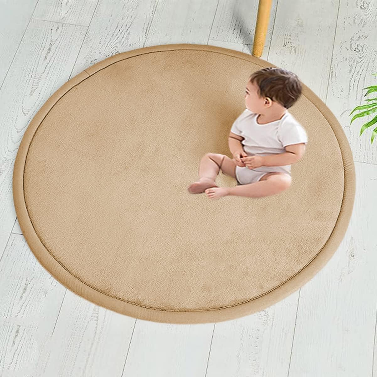 Xpnit Round Coral Velvet Baby Crawling Mat, Large Area Rug Play Mat ...