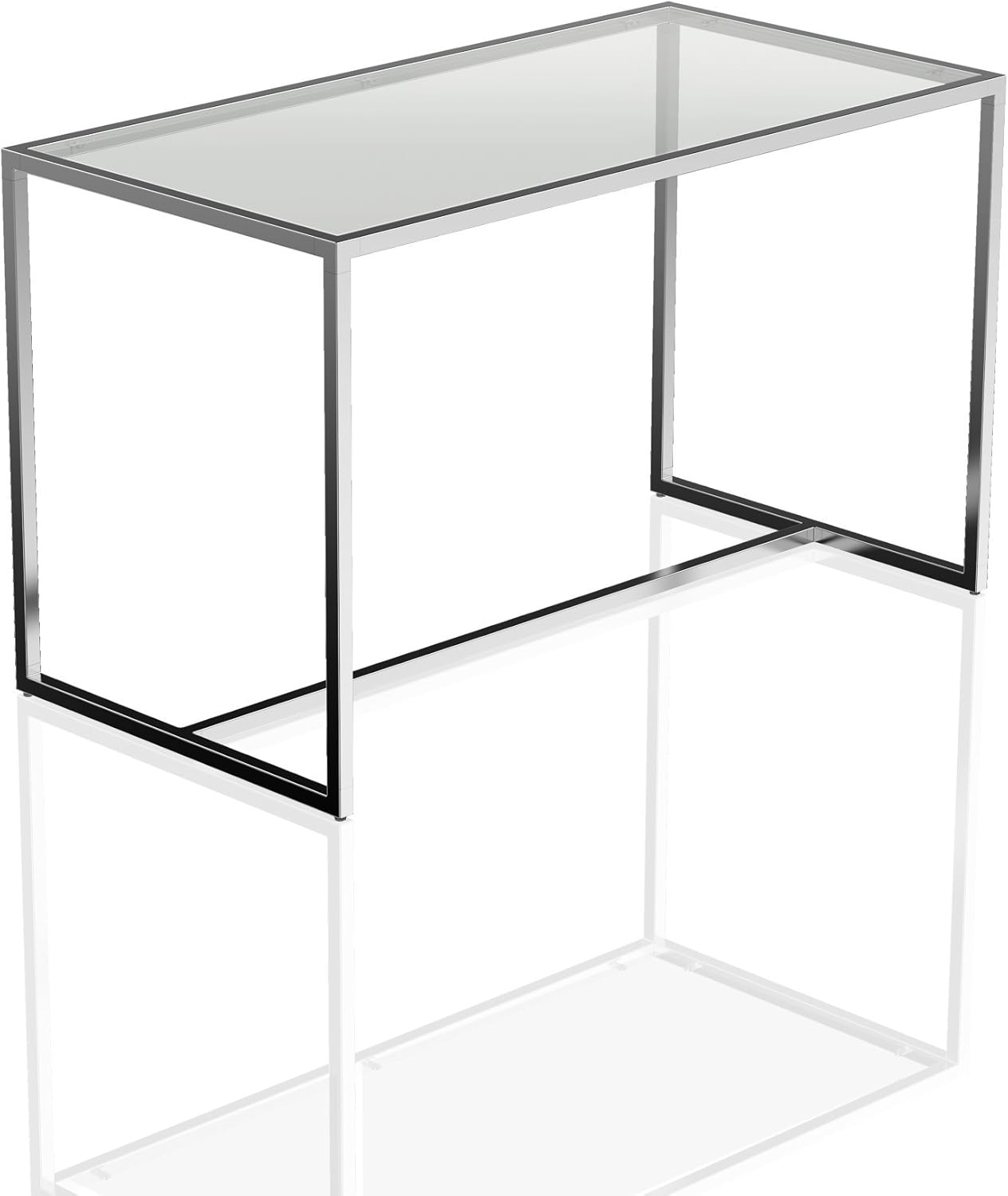 CUBE+ Polished Aluminum Glass Top Desk with a Sleek Modern