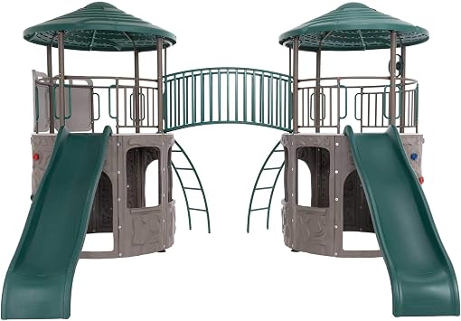 Lifetime 90971 Double Adventure Tower, Playset, Polyethylene, Brown/Green