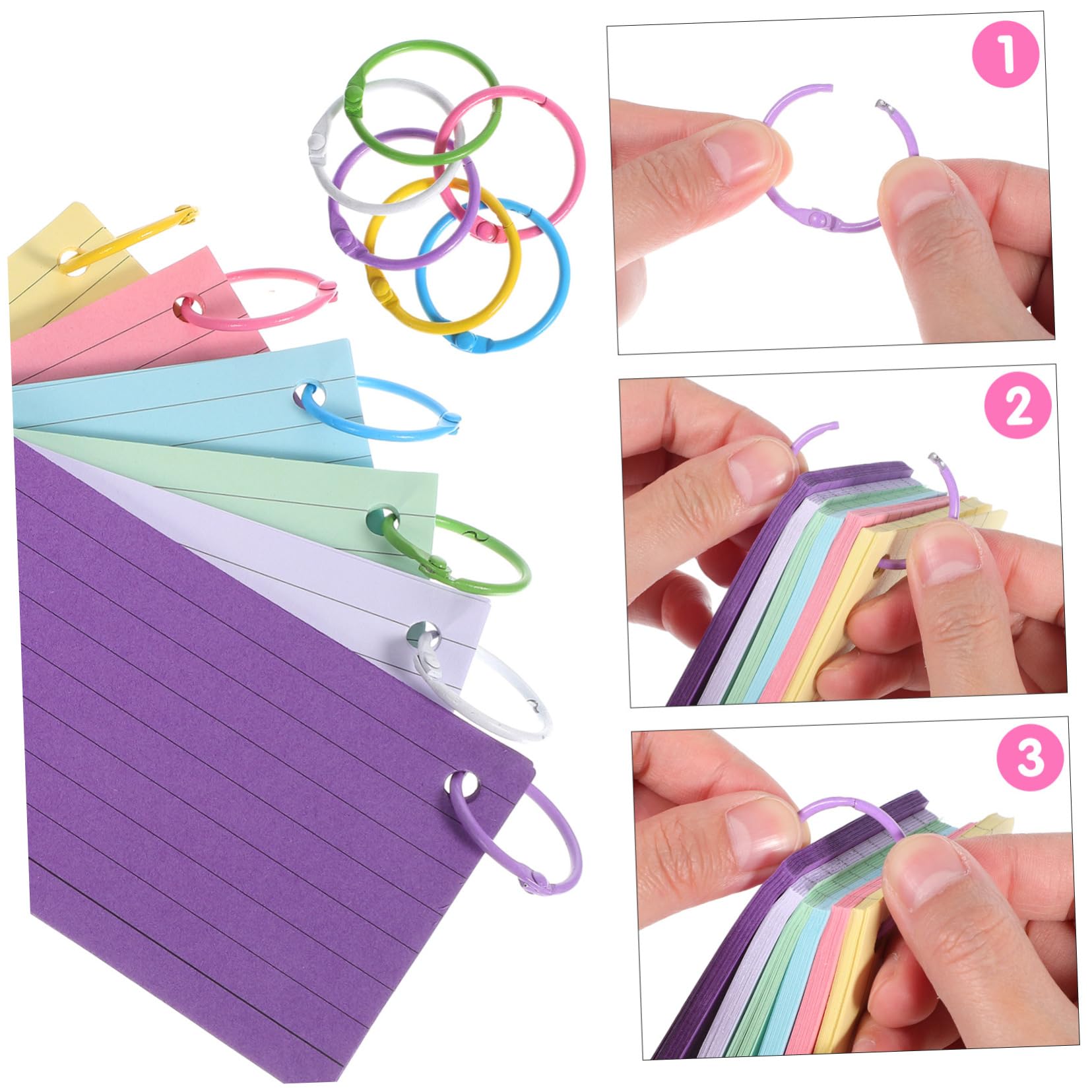OSALADI 4 Sätze Spule Notizblock Gelochte Karteikarte Studieren Regiert Karteikarten Am Ring Gestanzt Notizkarten Mit Ringen Karteikarten Mit Ringen Papier Zufällige Farbe 300 Blätter * 4
