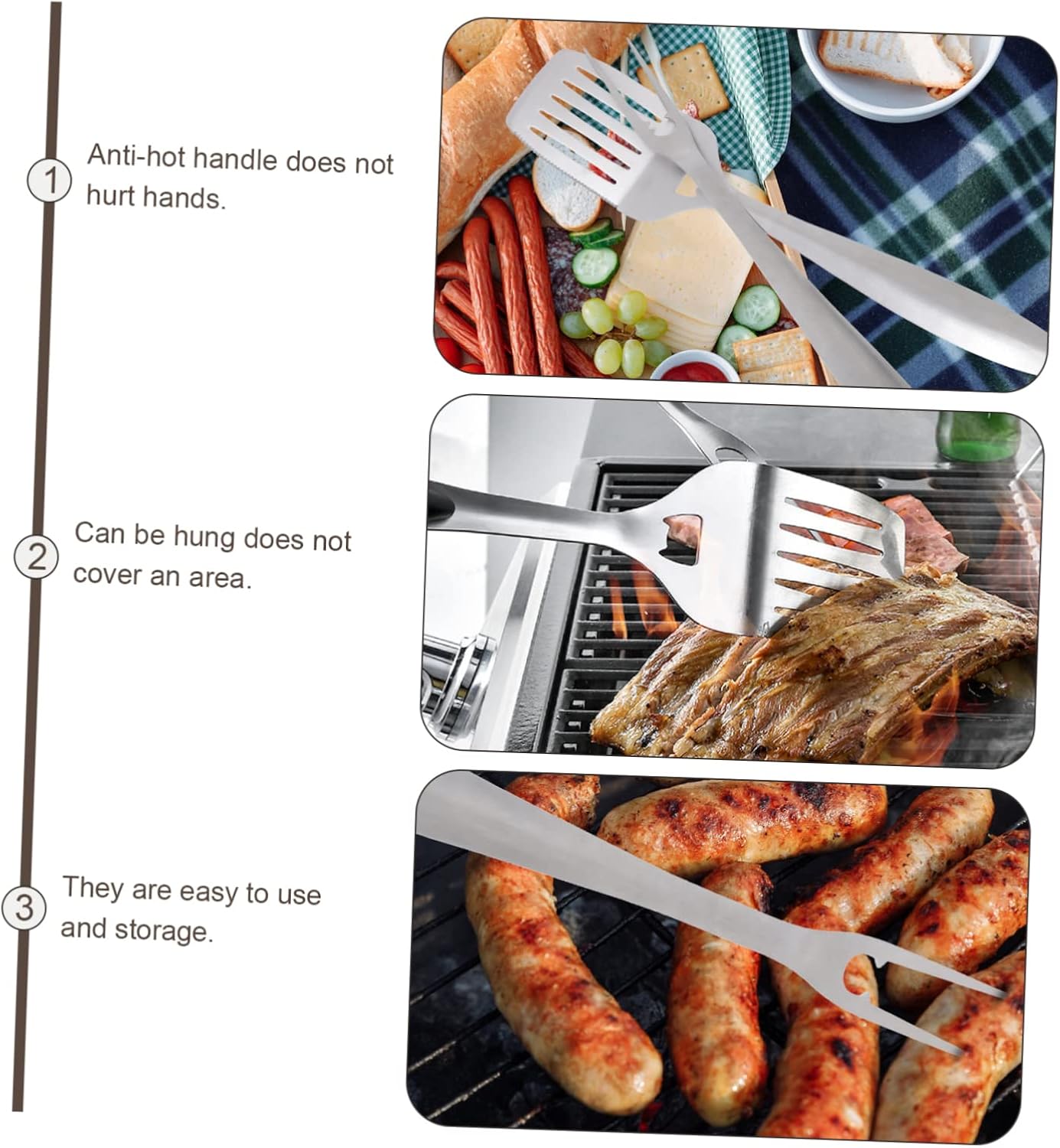 BESPORTBLE 2pcs Stainless Steel BBQ Tools Set Grill Fork Cooking Utensils for Outdoor Grill Camping Accessories