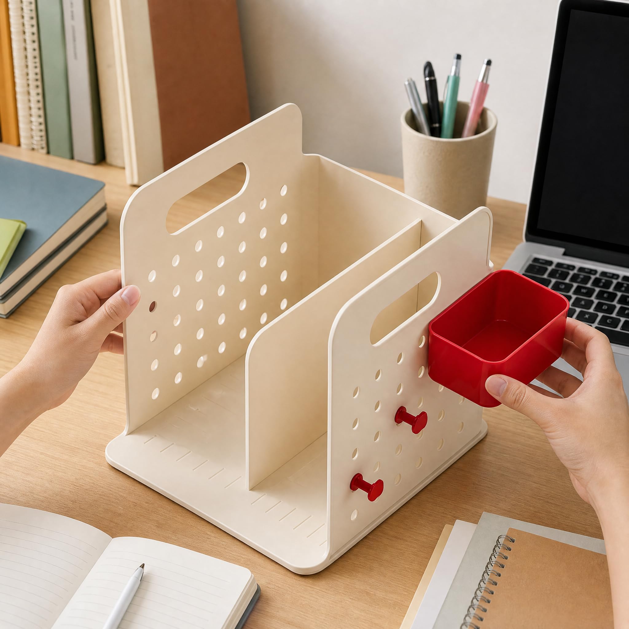 Vielseitiger Desktop Ordnerhalter mit Fächern für Schreibwaren Und Tägliche Utensilien für Bibliothek Lernen Und Professionelle Arbeitsumgebung, Style to 2