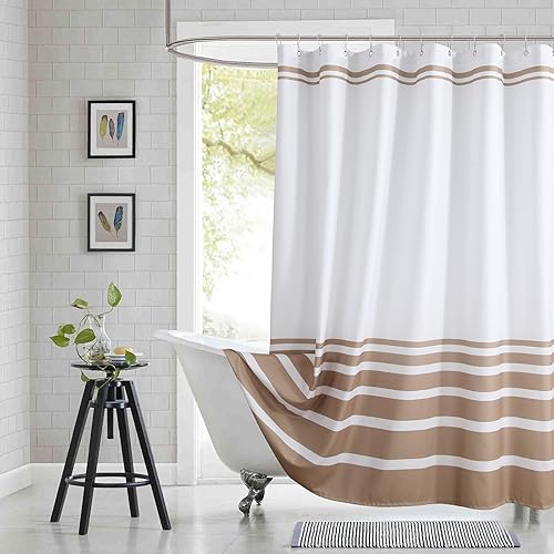 Miniatura 17 de Cortina de ducha de tela para cabina, cortinas de ducha con degradado negro y gris para baño, cortinas de baño impermeables, 54" An x 72" Al
