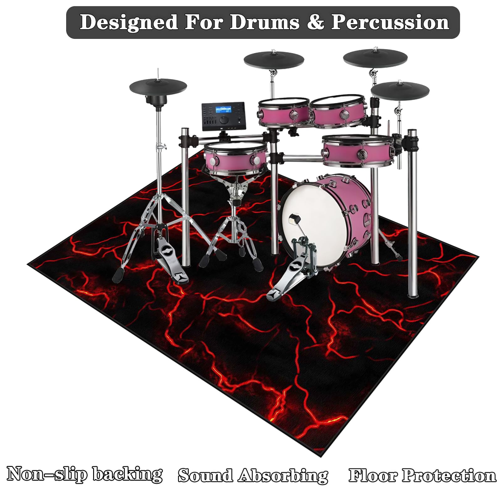 160 x 120 cm Alfombra para Batería Electronica | Alfombra de Tambor | Alfombra Bateria y Percusión | Alfombras Rectangulares para Bombo Caja | Alfombrilla Insonorizada Antideslizantes