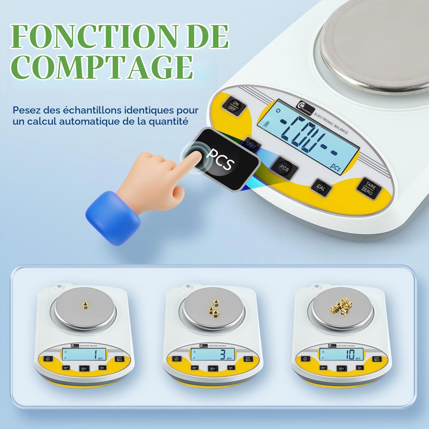 CGOLDENWALL 3000g x 0,01g Balance Analytique Laboratoire avec Pare-Vent | Balance Haute Précision, Tare/Comptage/13 Unités, Plateau Inox Ø12cm, pour Laboratoire, Bijouterie, Industrie, Éducation