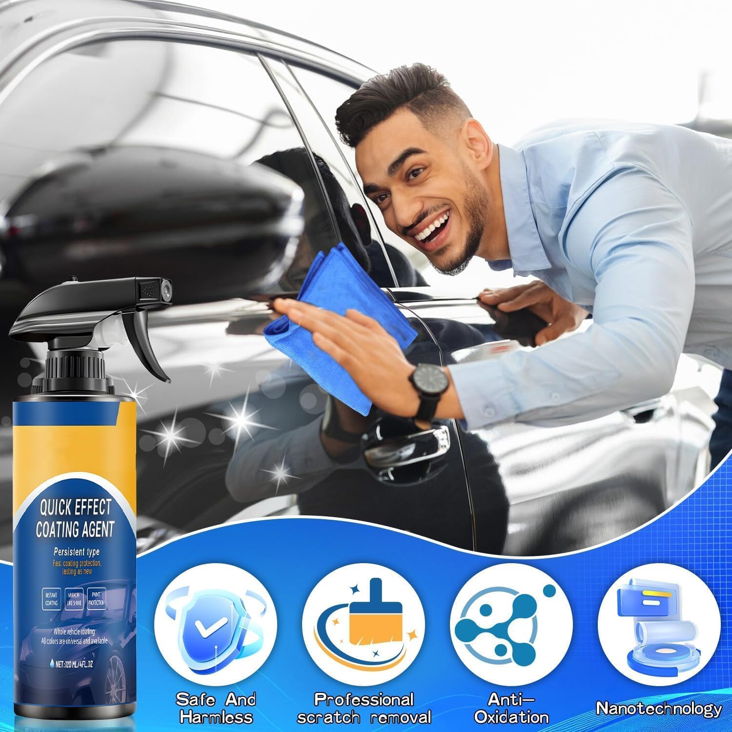 2PCS Sopami Car Coating Spray, Advanced Quick Effect Coating Agent for Cars, Multi Functional Car Coatings Spray for Shine and Protection, Long-Lasting Improves Clarity and Visibility (2pcs*120ml) - 3