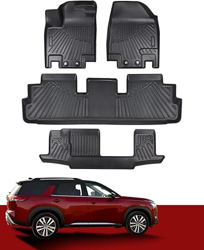 Miniatura 7 de SHINJEW Alfombrillas compatibles con Nissan Pathfinder 2022-2024 (solo modelos de 7 pasajeros), forros de piso de automóvil, alfombra de elastómero