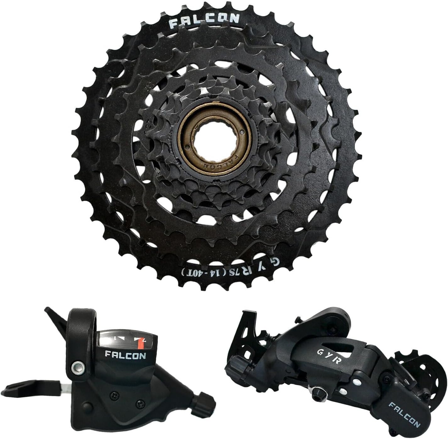 FALCON GYR Freewheel System 1x7 Speed 14-40T MTB Groupset, FC2997, Black