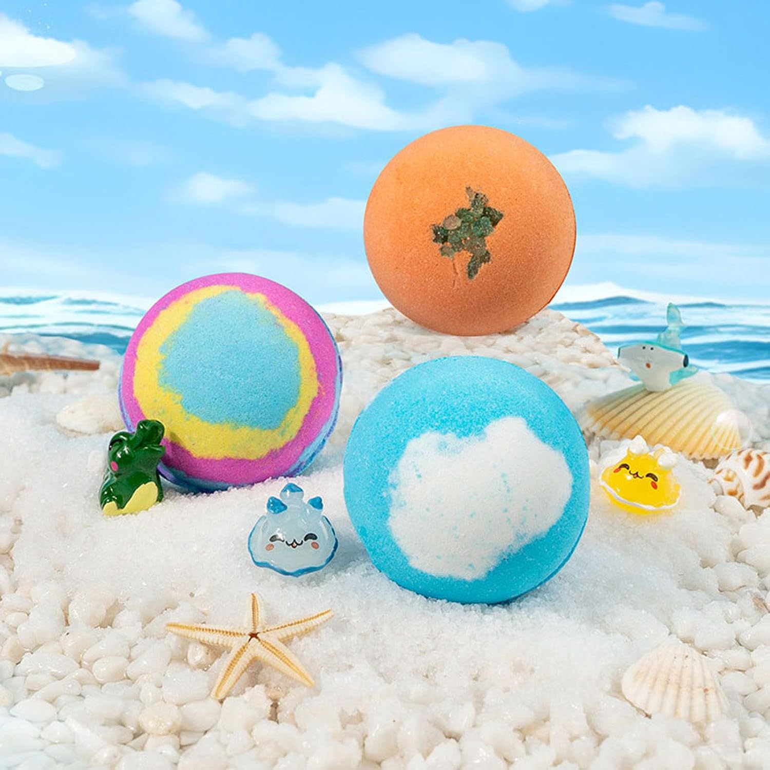 Bath Bombs with Surprise Inside, 12-Pack Natural Colorful Bubble Fizzies, Organic Skin-Friendly Bathing Bath, Fun Animal Themed Bath Bombs Birthday Gift (B)