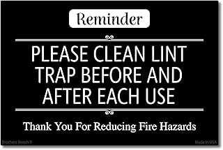 Black Please Clean Lint Trap Magnet, Clean Lint Bin Reminder Sign for Dryer, VRBO Airbnb Essentials for Hosts, 4x6 Magnetic Lint Bin Sign with 2 Stickers, Made in USA