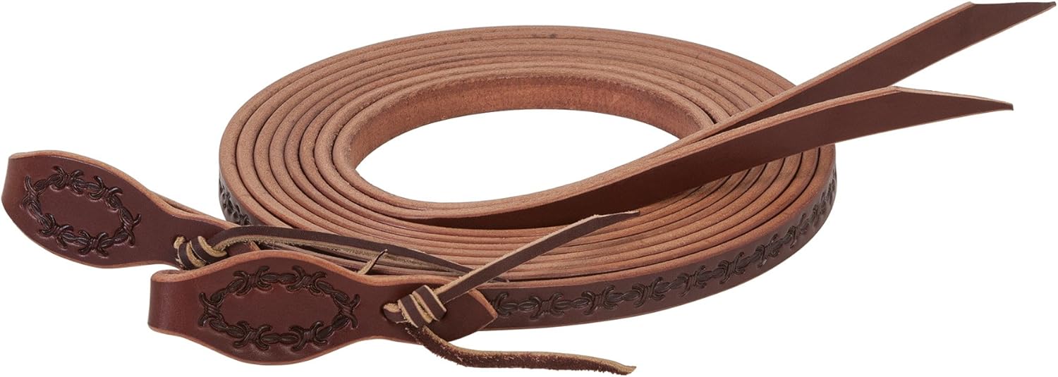 Weaver Leather Barbed Wire Split Rein, 5/8-Inch x 8-Feet, Brown