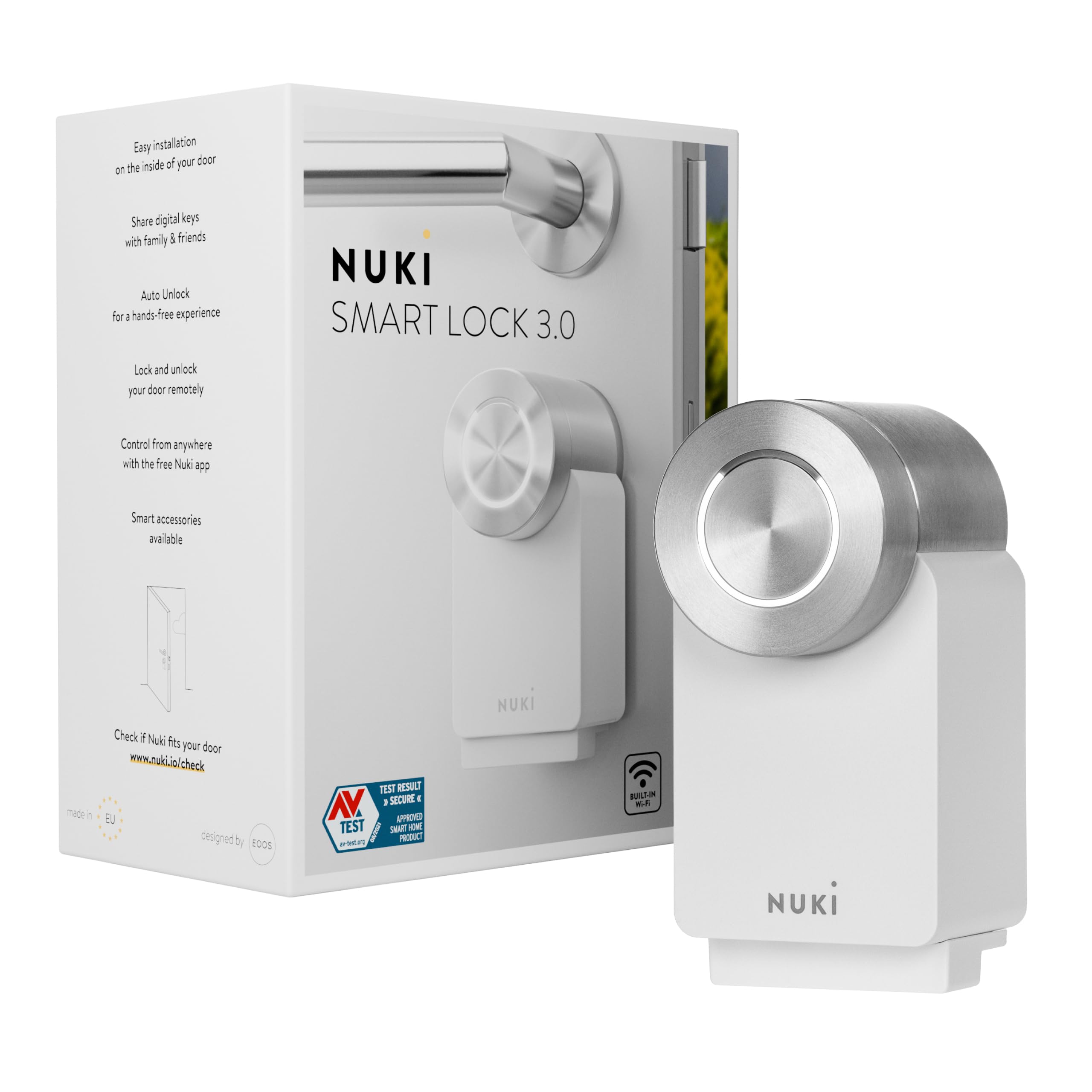 Nuki Smart Lock 3.0 Pro for Euro Profile Cylinder, Smart Door Lock with WiFi Module for Remote Access, Retrofittable Electronic Smart Home Lock, Battery Pack Powered, white
