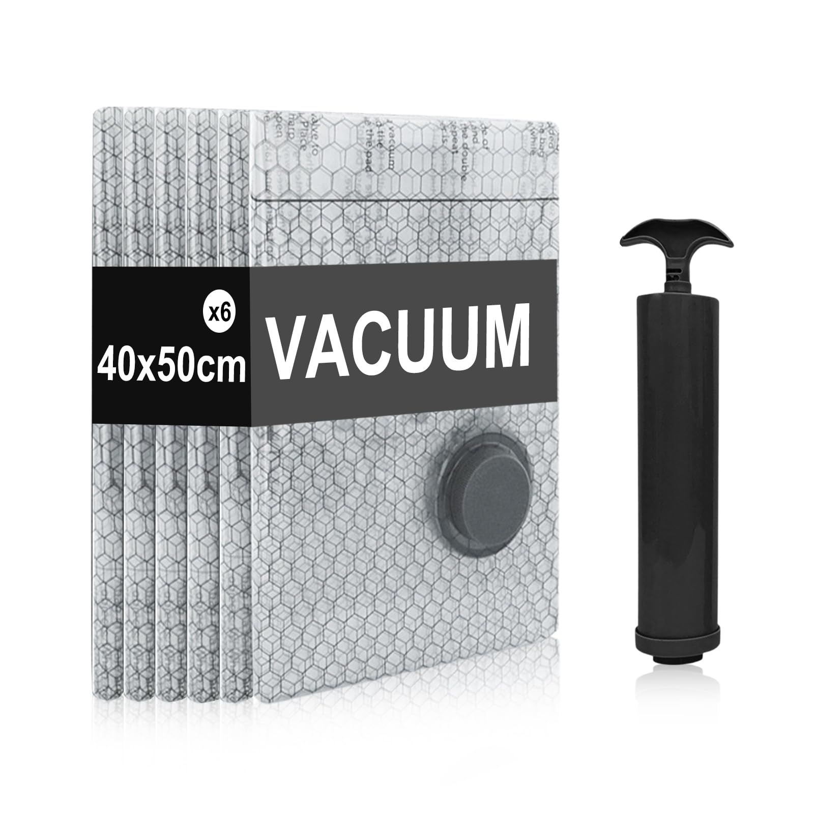 Vakuumbeutel mit Pumpe Klein,6 Stück Vakuumierbeutel 40x50cm,Vakuumiergerät Kleidung Reise,Vakuum Kleiderbeutel,Vacuum Sealer Bags,Plüschtier Aufbewahrung für Kleidung Handtücher Reise-Kissen Küche, Haushalt & Wohnen