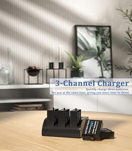 Miniatura 6 de Bonadget Paquete de 4 baterías de 2000 mAh y cargador de 2 canales para GoPro Hero 7/6/5 con puerto de carga USB y tipo C compatible con Gopro Hero