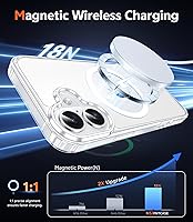 Vista 3 de FNTCASE Funda transparente para iPhone 16: fundas magnéticas para teléfonos con protector de pantalla a prueba de caídas compatibles con Magsafe