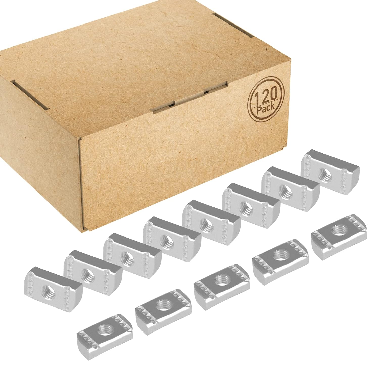 Strut Channel Nuts 1/4"-20 No Spring - 120 Pcs, 1/4"-20 Nylon Channel Squeeze Nut and Bolt - 32 Pcs