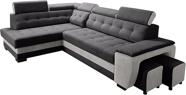 Canapé d'angle Robin Grand avec rangement et tabourets