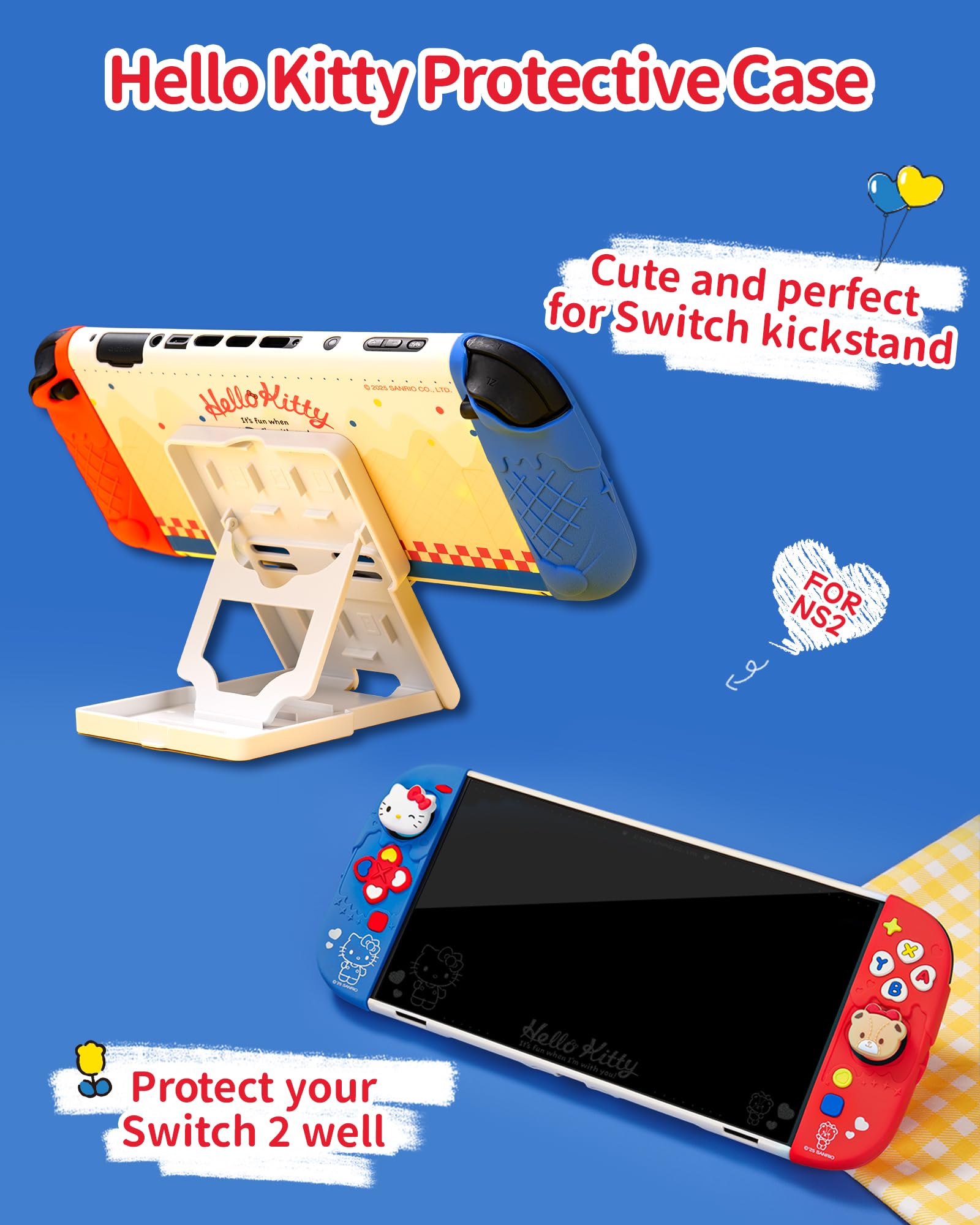 Kuitmor Kit Accessori 7 in 1 per Switch 2 - Kit Protettivo con Custodia da Trasporto, Pellicola Protettiva, Portaschide di Gioco, Supporto, Copiglia Analogiche e altro (Per Switch 2025)