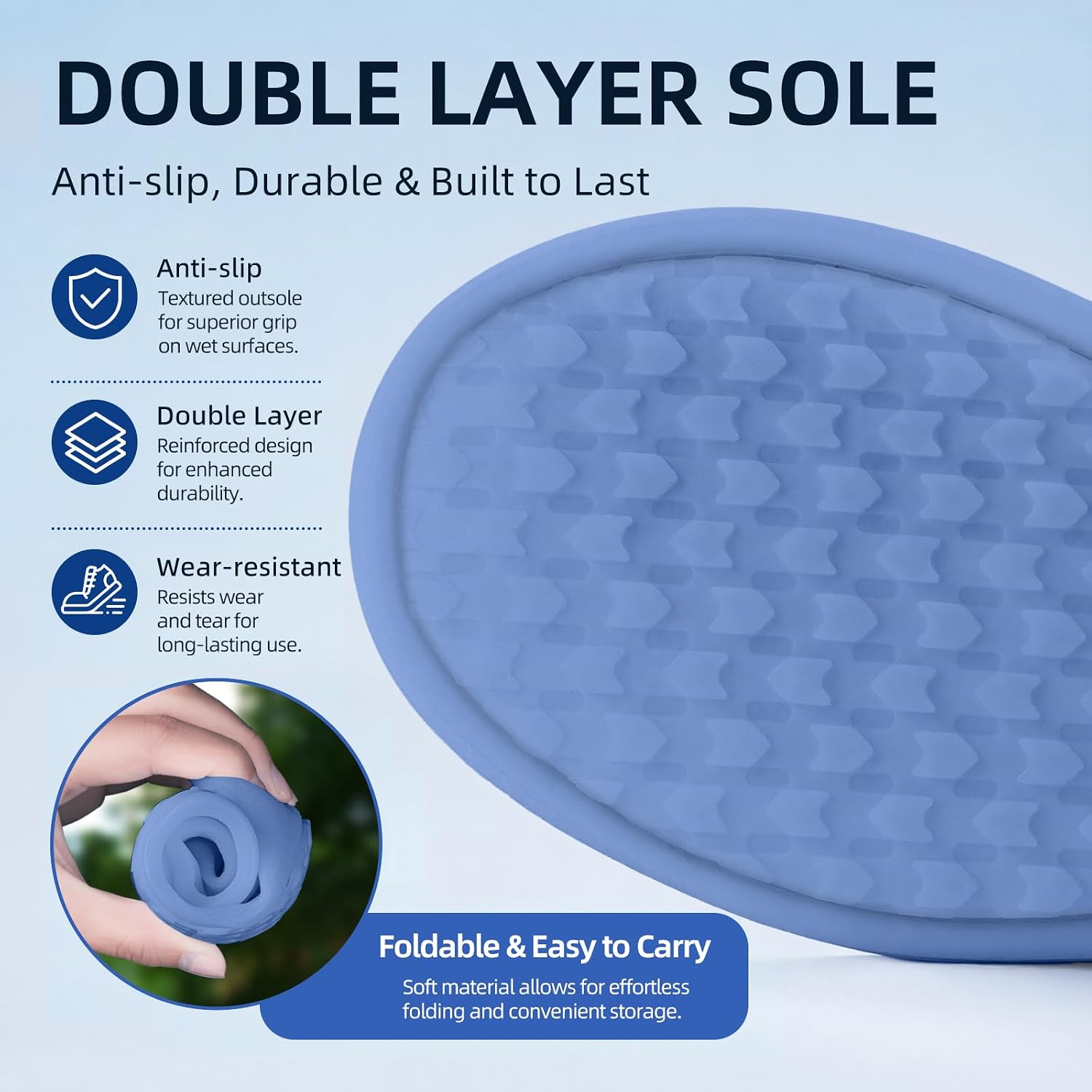 Waterproof Shoe Covers, Reusable Silicone Rain Shoe Covers, Blue, L image 4