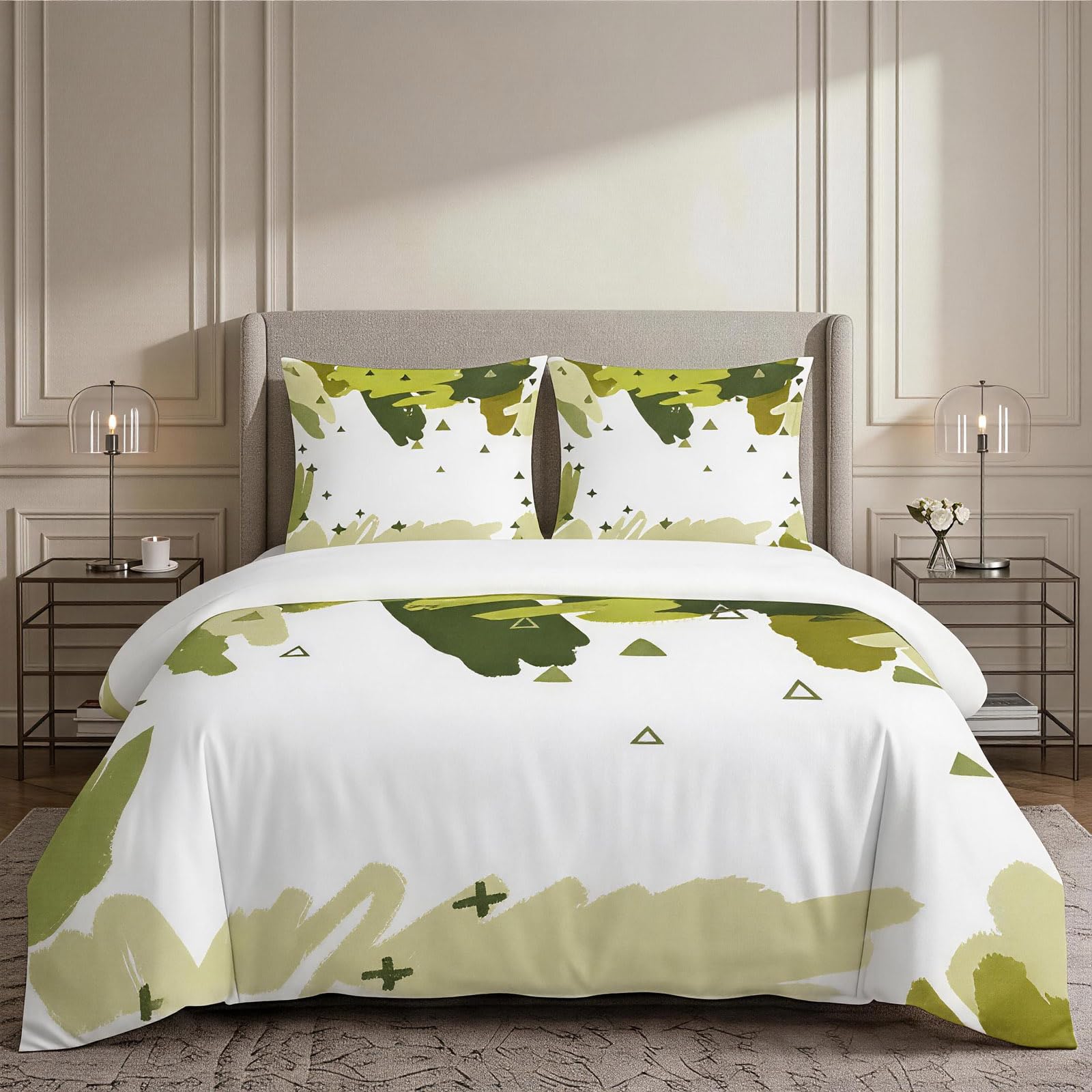 Housse de couette graffiti vert 200x200 microfibre respirante et sans repassage