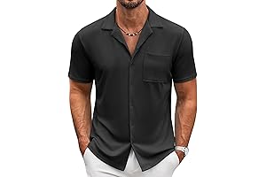 Men's Breathable Button Down Camp Shirts for Men Summer Casual Shirts Beach Vacation