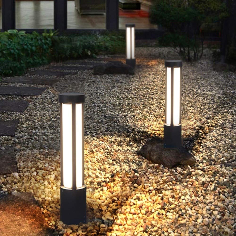 Poste De Luz para Jardín, Impermeable, para Exteriores, Bolardo, Villa, Patio, Patio, Suelo, Césped, Lámpara, Poste Alto, Linterna, Parque, Patio, Camino, Pasarela,(Negro-80Cm)