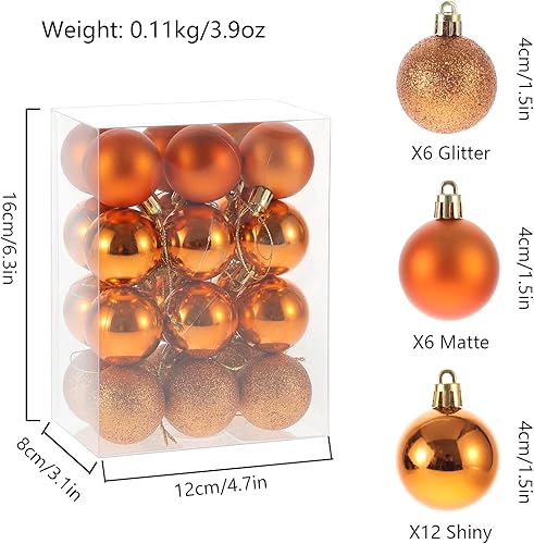 Miniatura 10 de RELONGGI Bolas de Navidad, 24 adornos de árbol de Navidad preencordadas de 1.5 pulgadas, bolas colgantes de vacaciones, 3 estilos inastillables,
