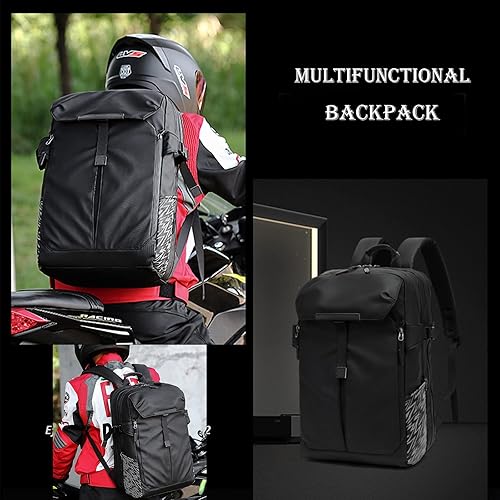 Miniatura 5 de MIHUNTER Bolsa de cola de motocicleta, bolsa de asiento, bolsa de casco impermeable de doble uso para motocicleta, soporte, Grande, Mochila