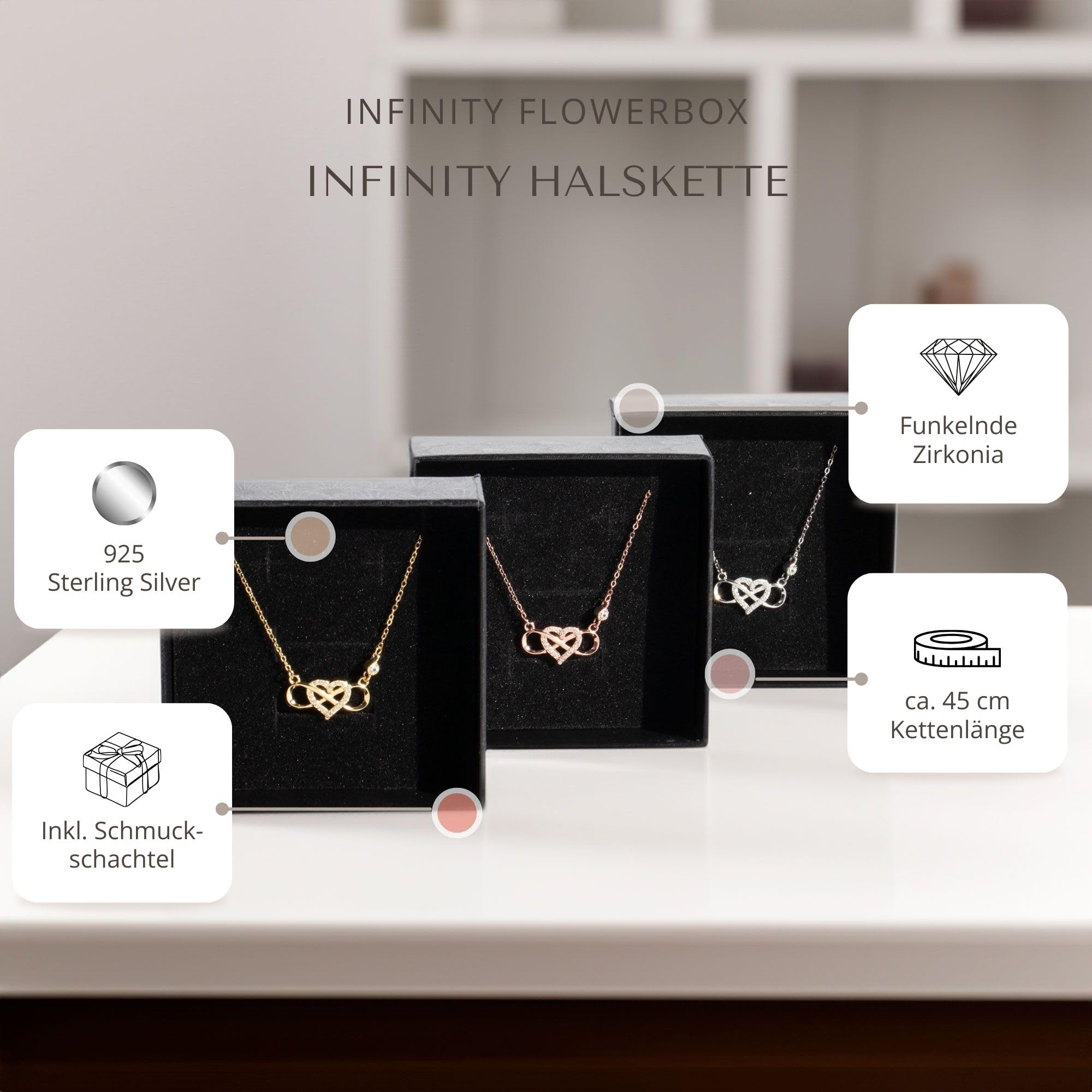 Rosen Bär Geschenkset mit Infinity Kette & Pralinen im Set - 300 handbeklebte Rosen mit Duft - Geschenk für Frauen, zum Geburtstag oder Jahrestag (Gold, Dark Blue)