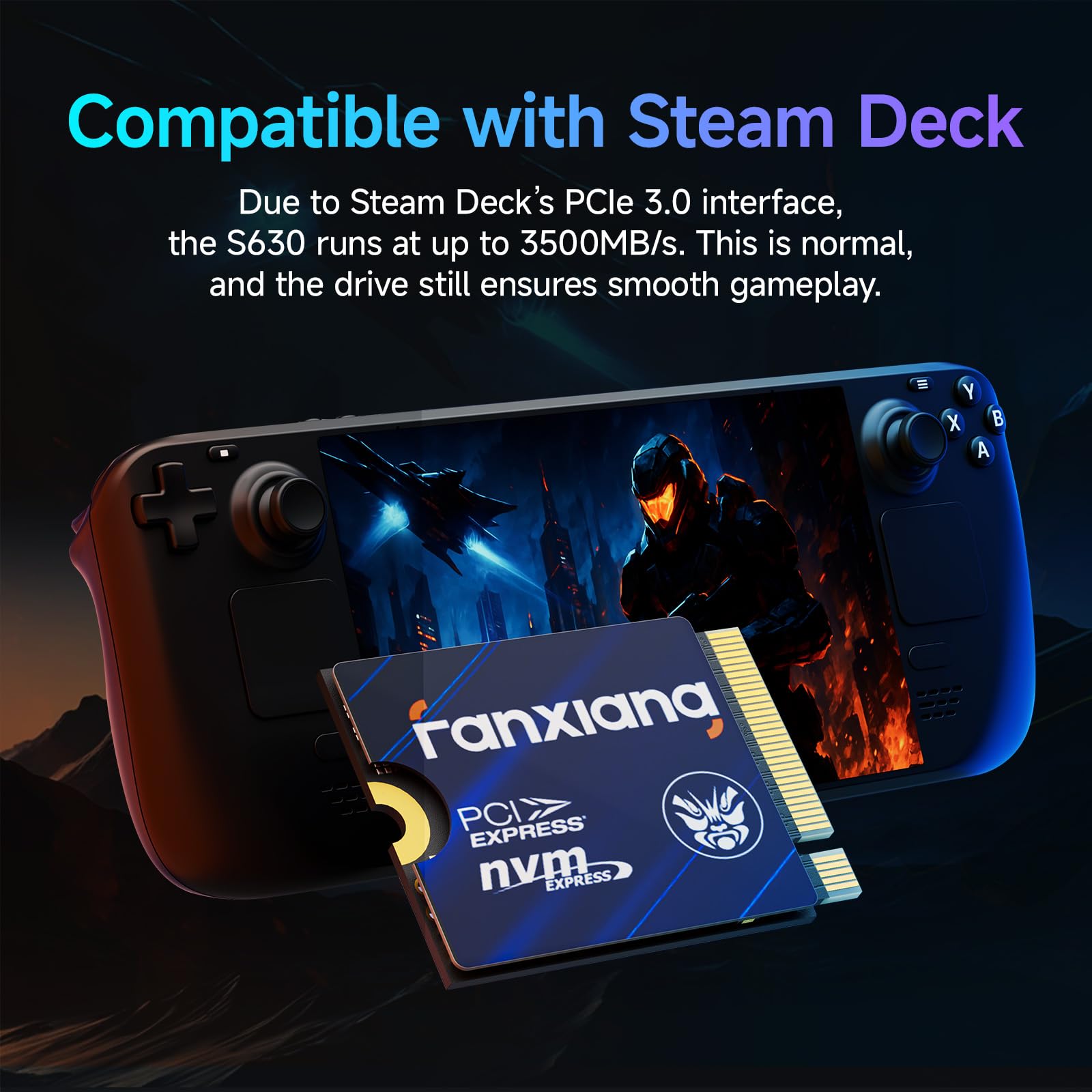 fanxiang 500GB SSD Disco Duro SSD 2230 Interno NVMe 500 GB,M.2 2230 PCIe 4.0-4850 MB/s de Lectura, 1900 MB/s de Escritura -Compatible con Ultrabook/Steam Deck/ROG Ally/Surface Pro 9