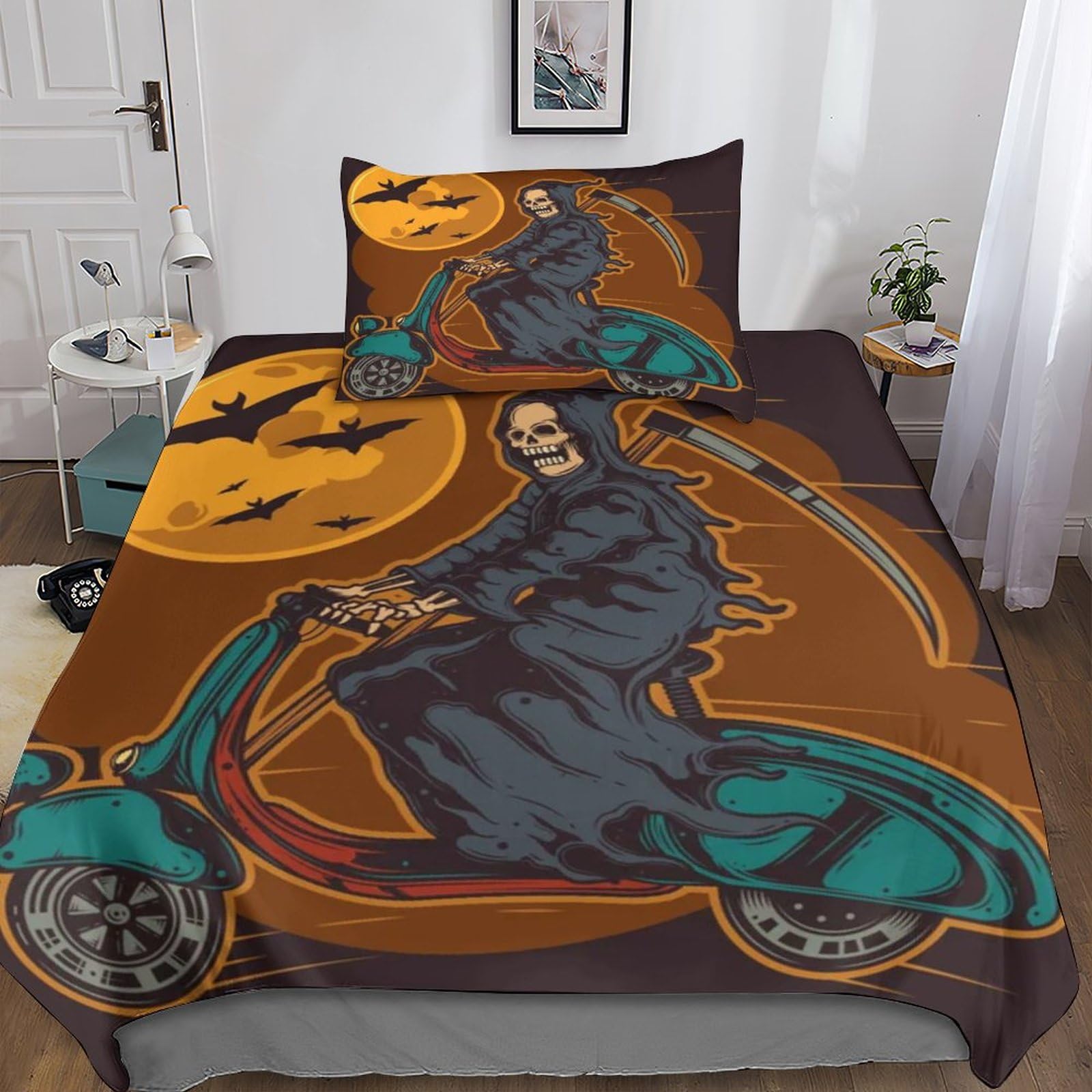 Housse de couette gothique d'Halloween 135x200 microfibre avec taie