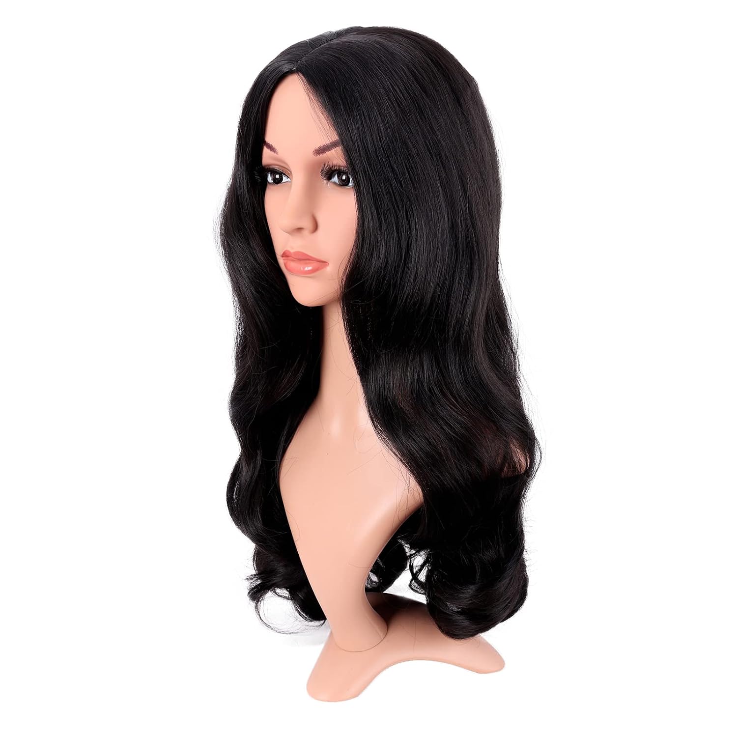 MapofBeauty 22 Inch/55cm Fashion Long Synthetic Fiber Curly Hair Middle Part Cosplay Wig (Black)
