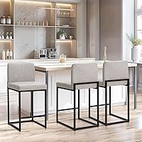 Vista 31 de Sophia & William - Juego de 4 taburetes de bar negros, taburetes de bar modernos de cuero PU de altura de mostrador con respaldo, sillas de isla